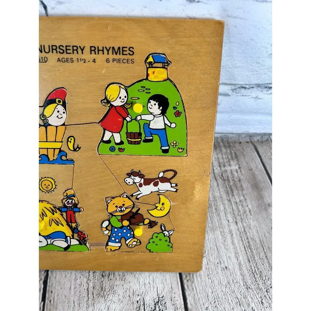FISHER PRICE Vintage Nursery Rhymes Wooden Peg Puzzle